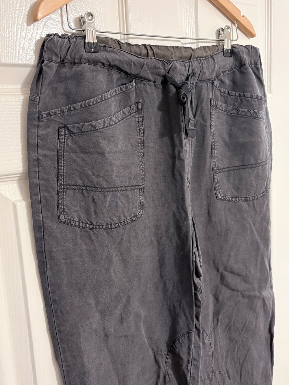 Pilcro Anthropologie Lyocell Linen Blend Wide Leg Utility Joggers tie waist M - Picture 3 of 9